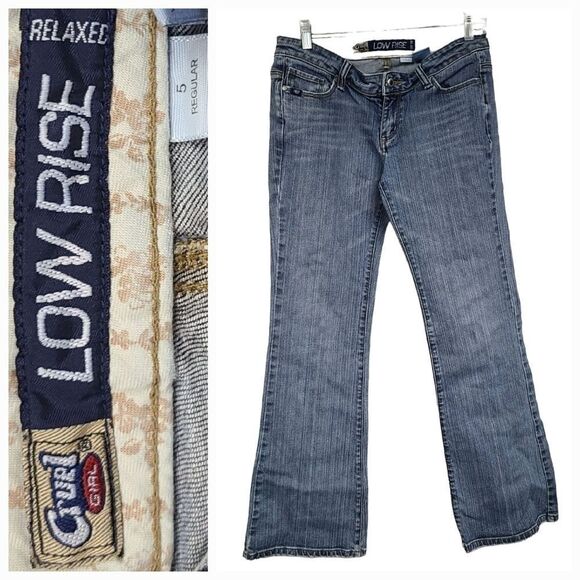 Cruel Girl Low Rise Relaxed Distressed Denim Blue Jeans Size 5 Cowgirl Western - Picture 1 of 9